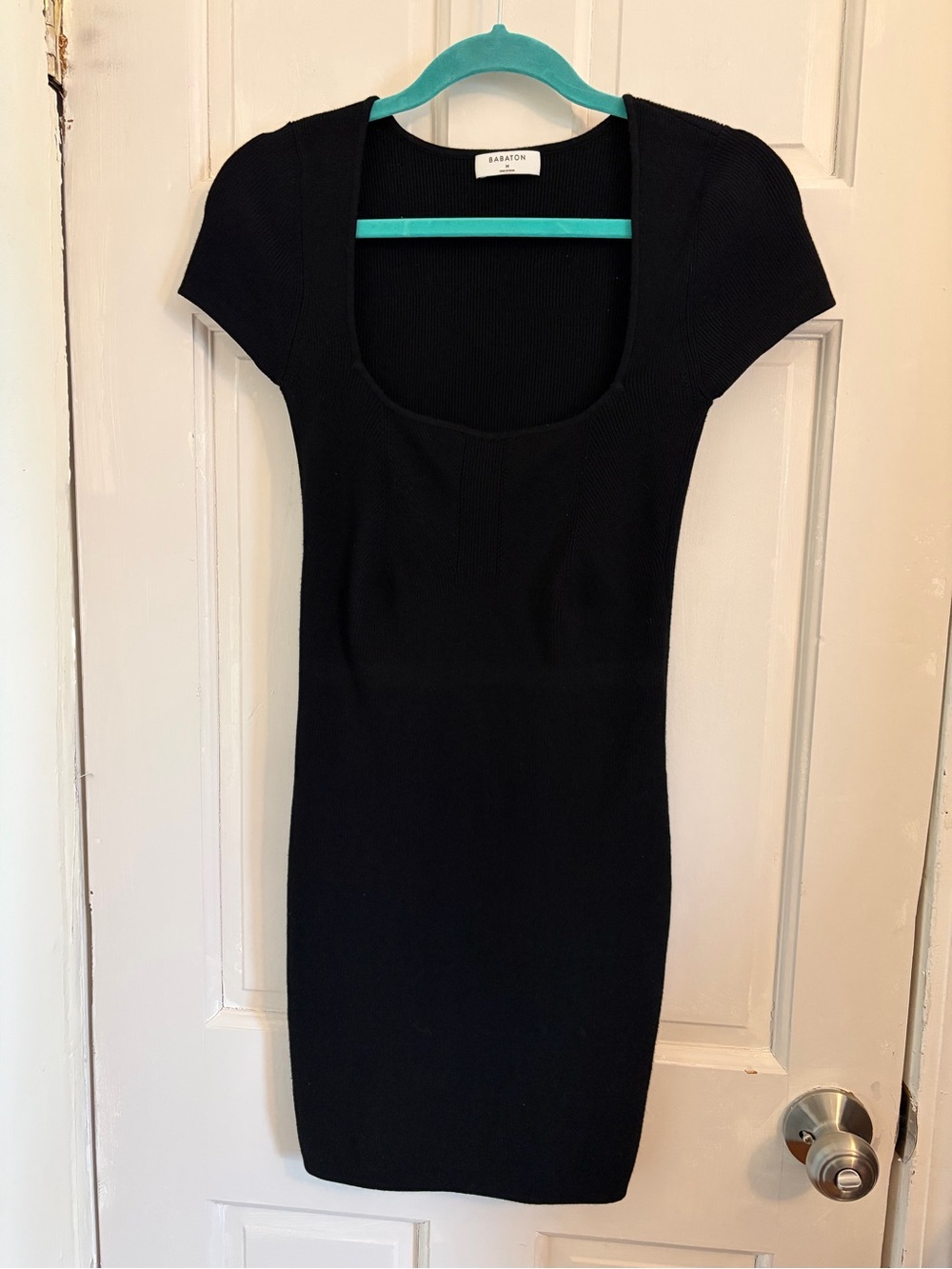 Aritzia Babaton Emerge Bodycon Ribbed Mini Dress Black size Medium